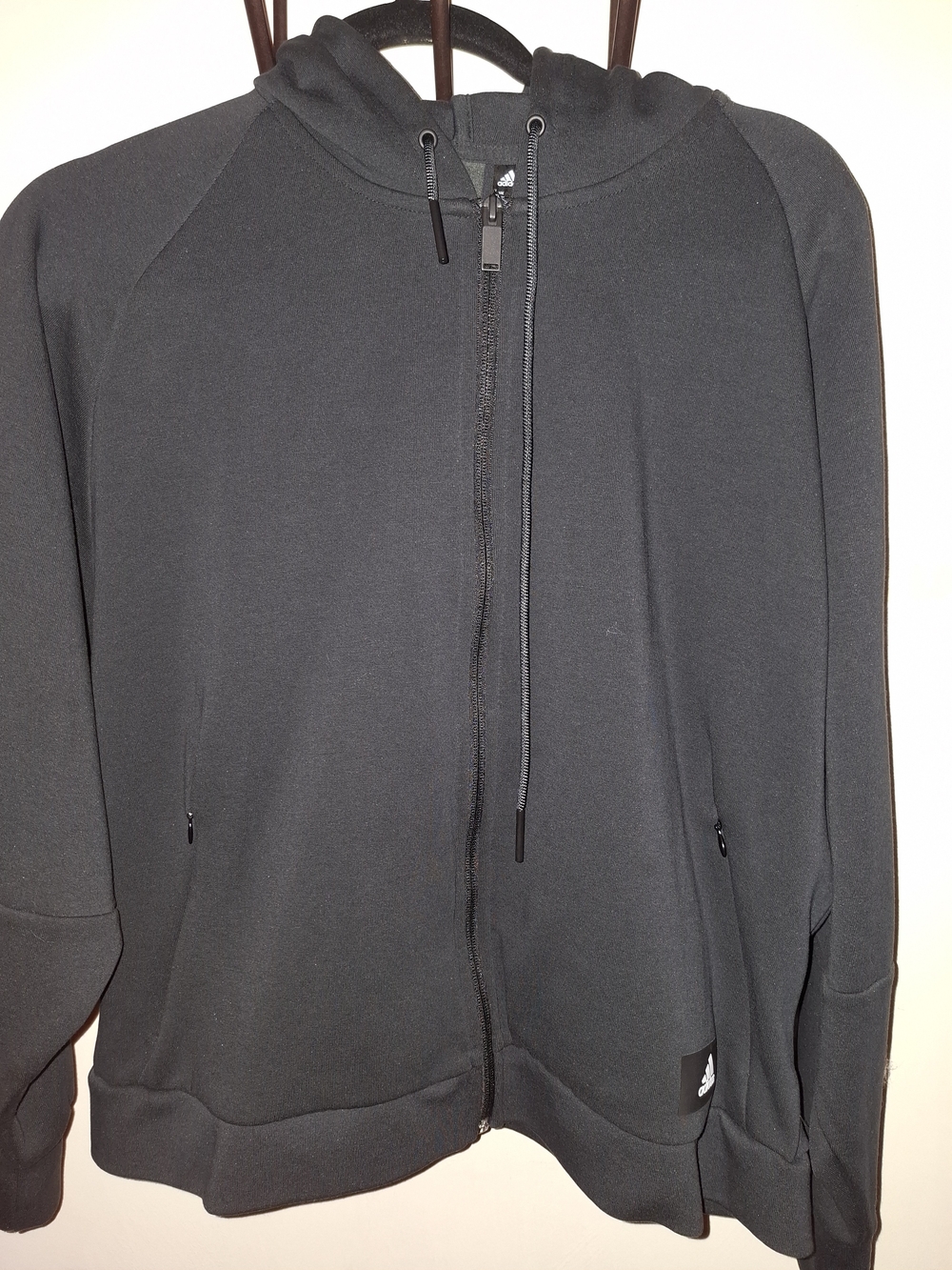 Adidas Womens Black Full-Zip Hoodie Sweater